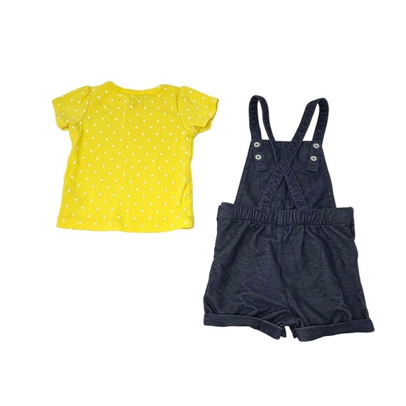 Baby Girl's - Navy Blue Dress. Bibbed Shorts, Skirt, Yellow Shirt - Size 18 Mont - Picture 6 of 10